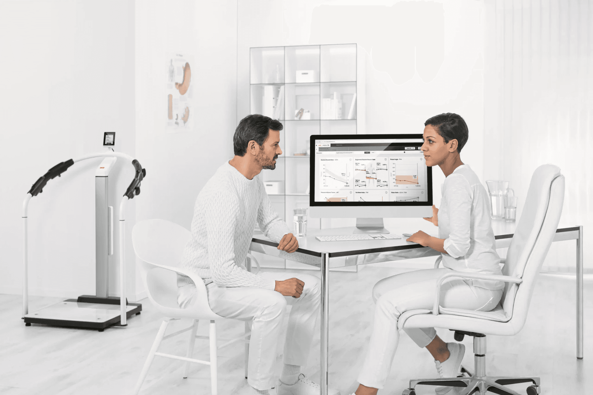 Patient and physician reviewing health information together at King Street Medical Centre